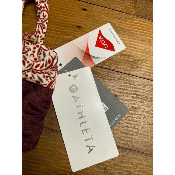 Athleta XS NWT Aqualuxe Batik Bandeau Bikini Top burgundy - Picture 2 of 9